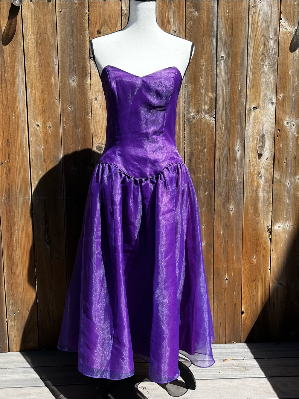 Vintage Whimsical Fairycore Purple Strapless Formal Dress